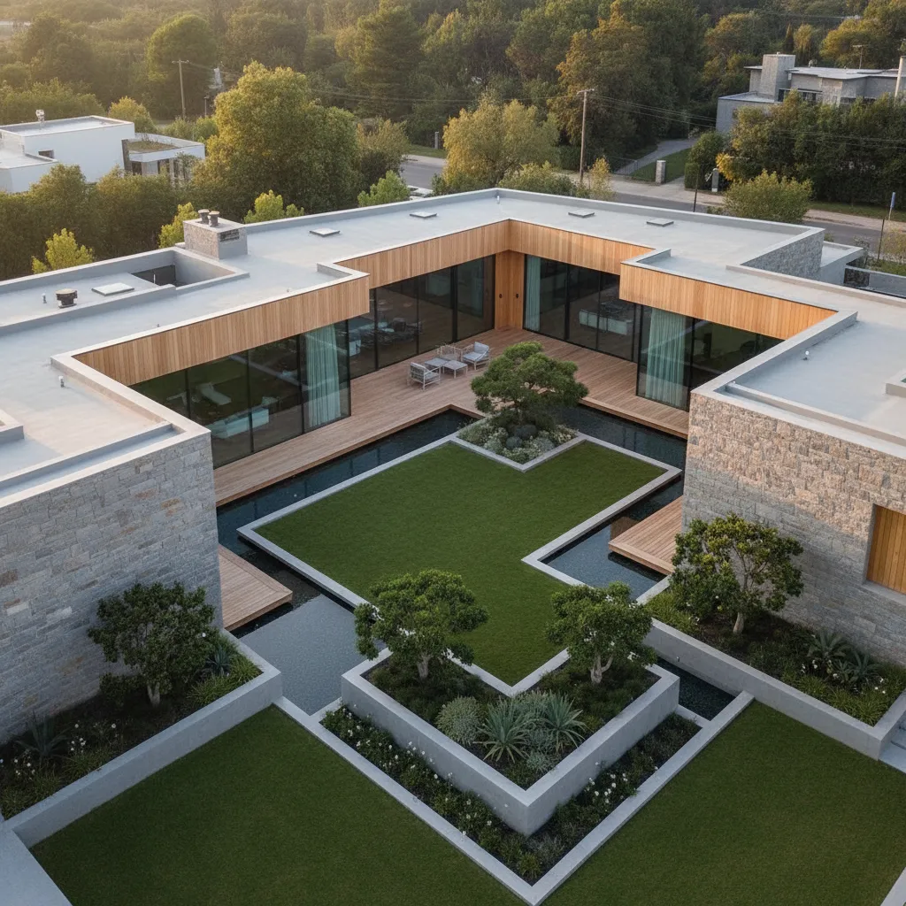 Casas de diseño con forma de U: ventajas reales