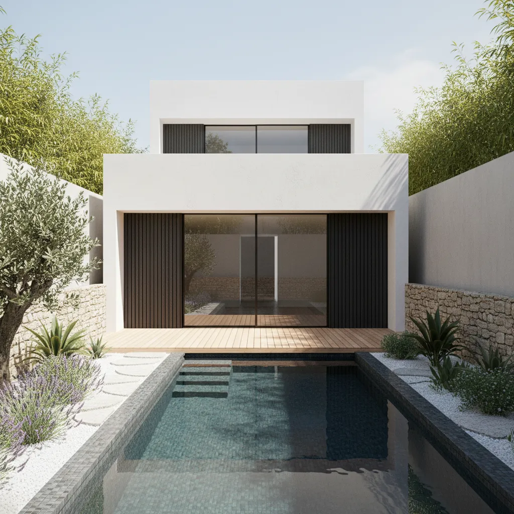 Casas de diseño con piscina en parcelas de 200 m²