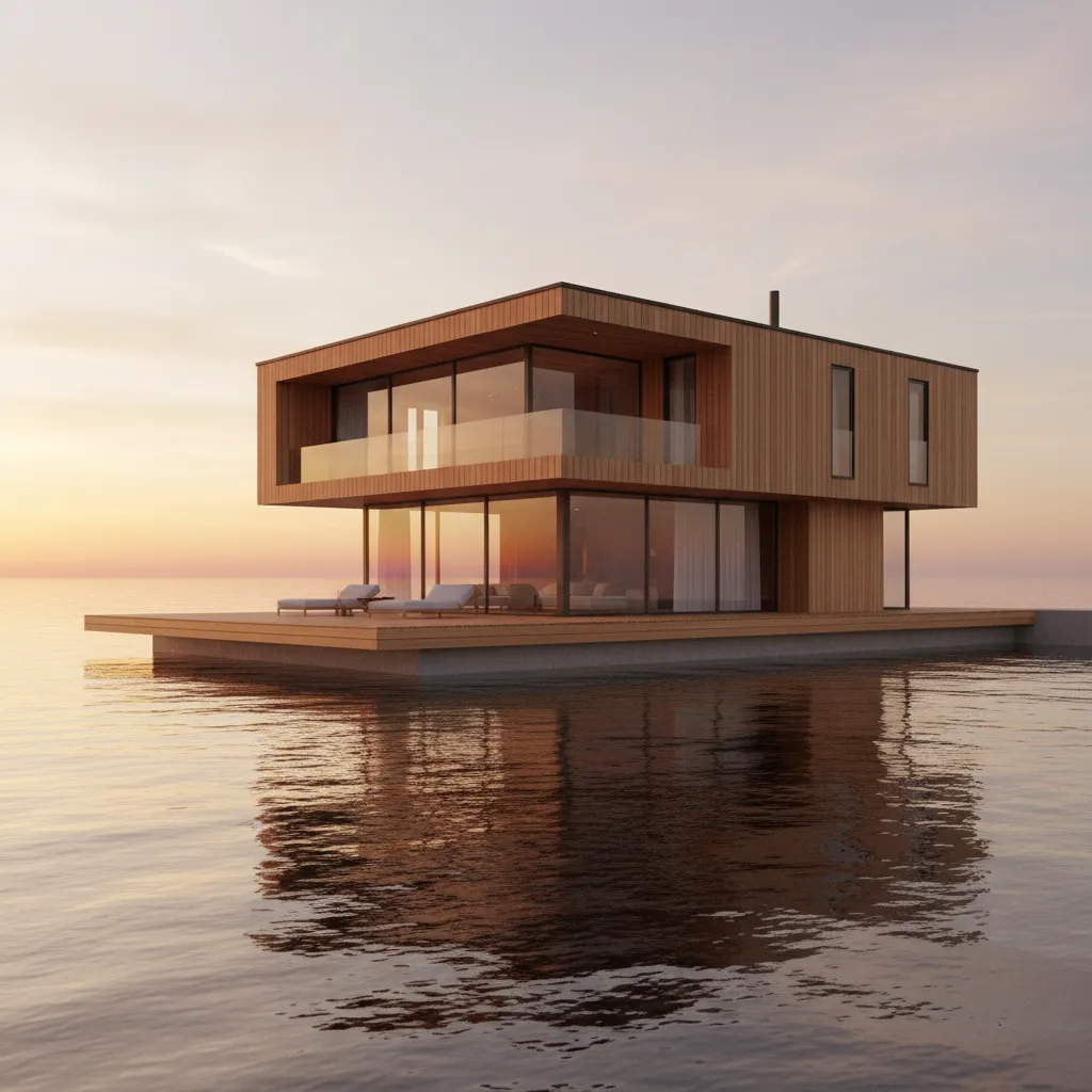 Diseño y construcción de casas flotantes modernas
