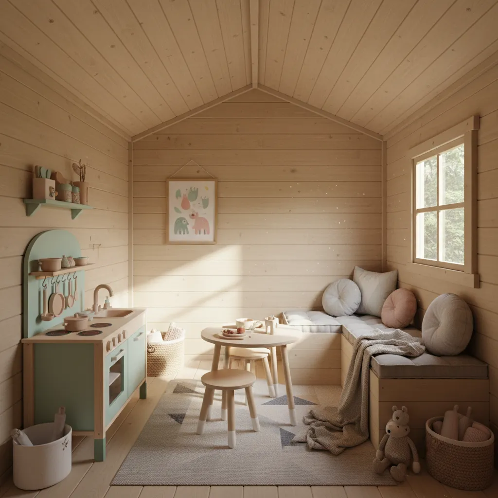 Ideas decorar casitas de madera jardín niños interior