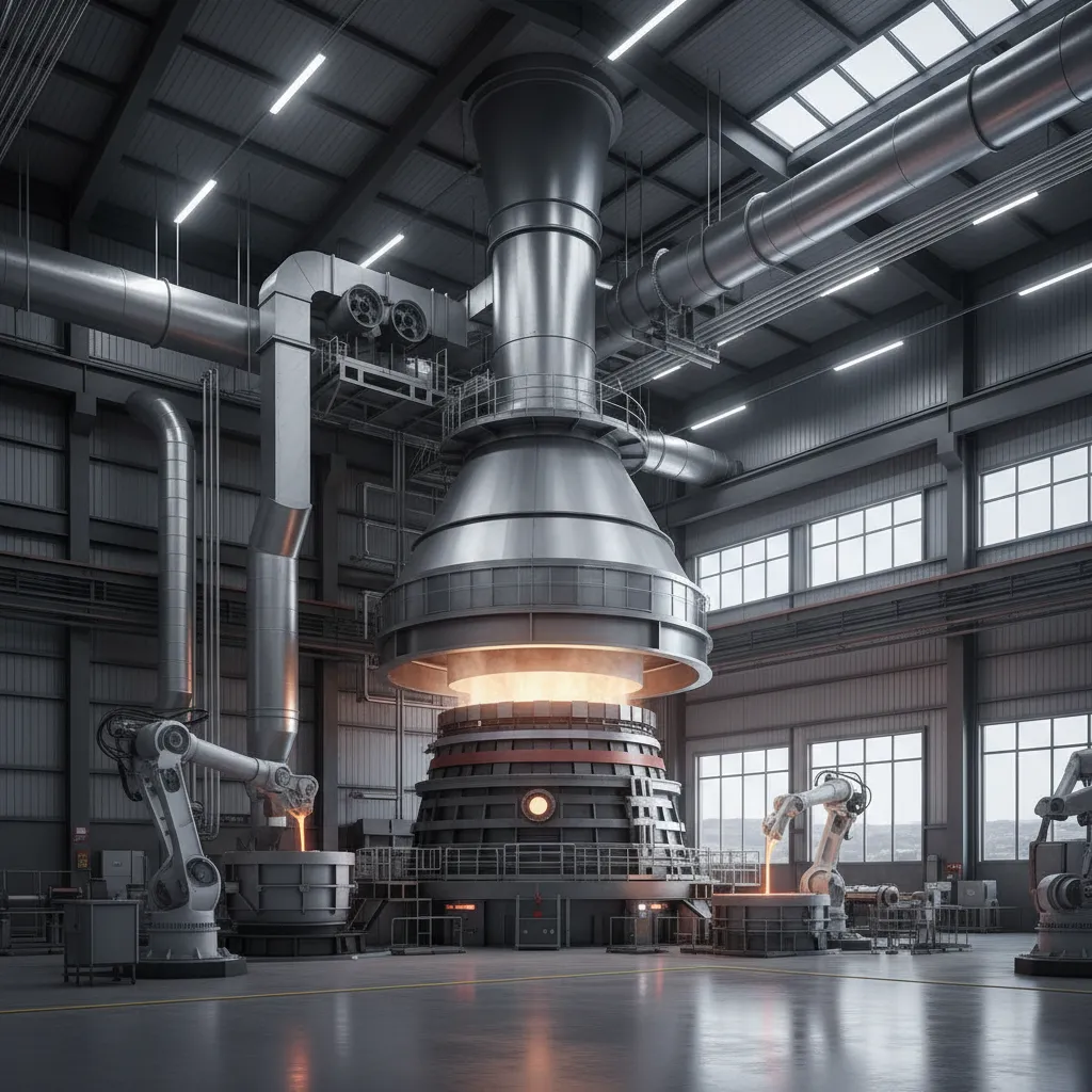 industrial ventilation hood above metal casting furnace