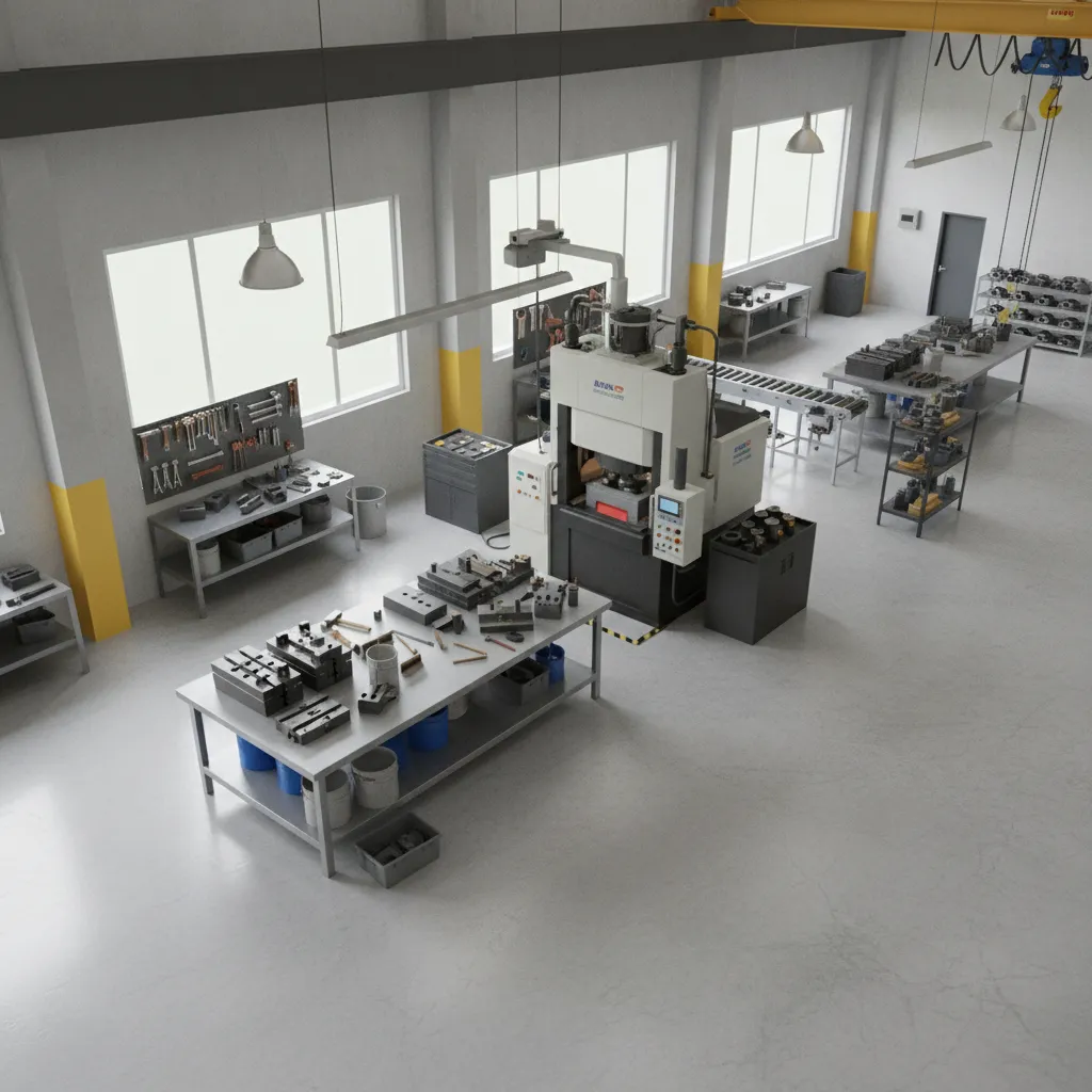 casting stations arranged closely to reduce operator movement