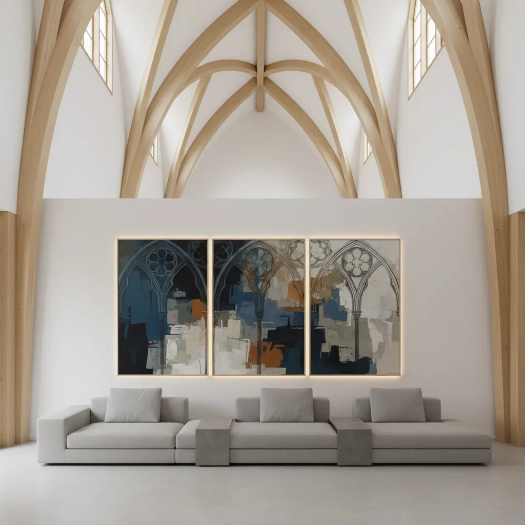 Interior diagram style visualization showing vertical zones on cathedral wall