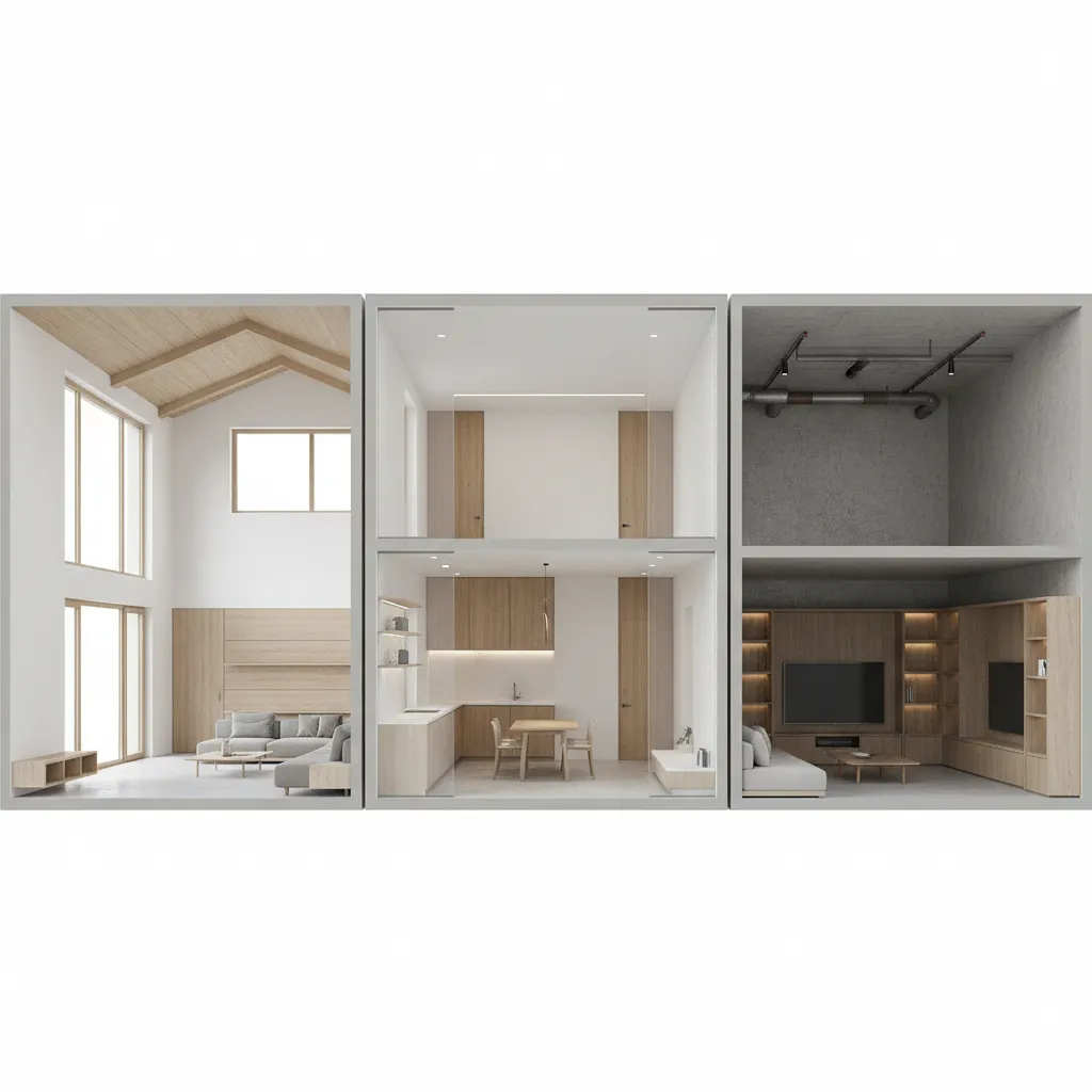 diagram comparing ceiling heights in house apartment and basement