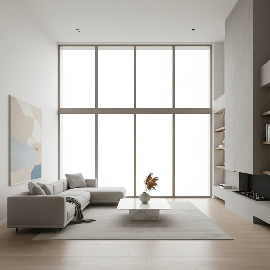 Interior example showing relationship between ceiling height and window placement