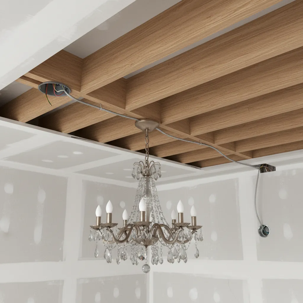 Diagram showing moving a ceiling junction box between ceiling joists