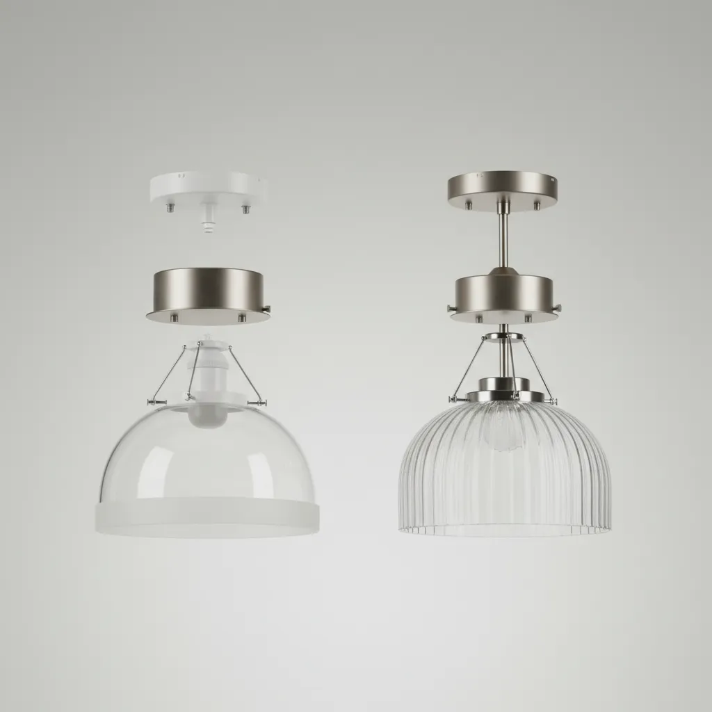 structural breakdown of dome flush mount and semi flush light fixtures
