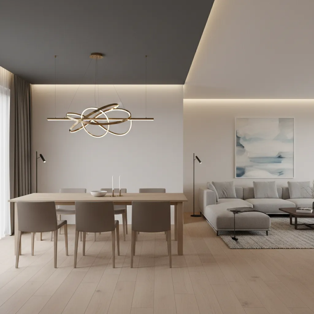 Dining area ceiling paint used to visually separate space