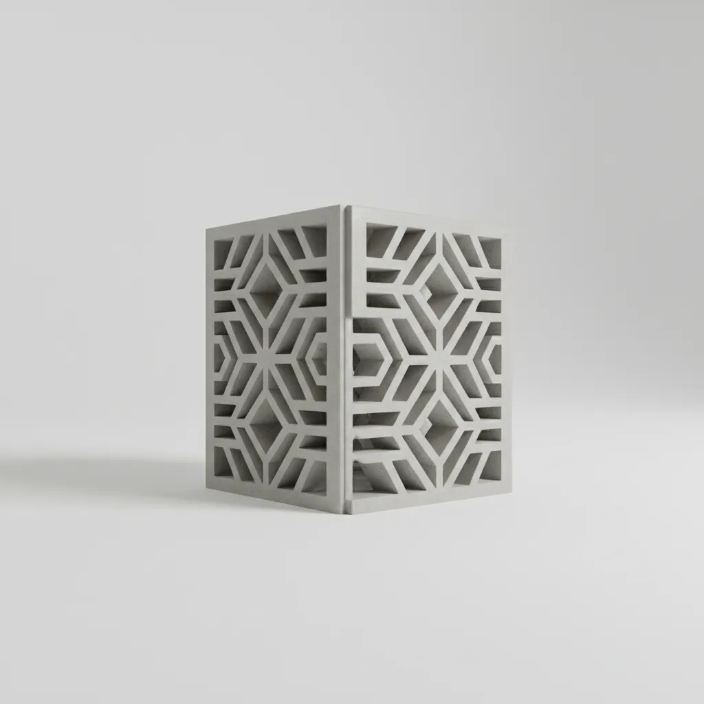 3D render of decorative cement ventilator block used in architectural facade