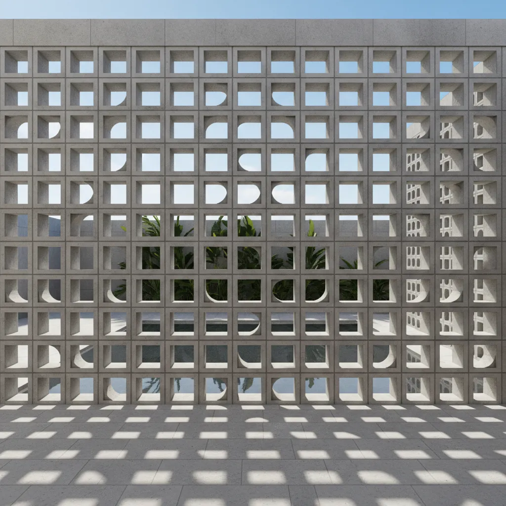 cement ventilator block wall allowing light and airflow