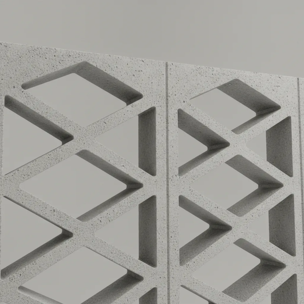 detailed 3D model of a cement ventilator block showing geometric cutouts