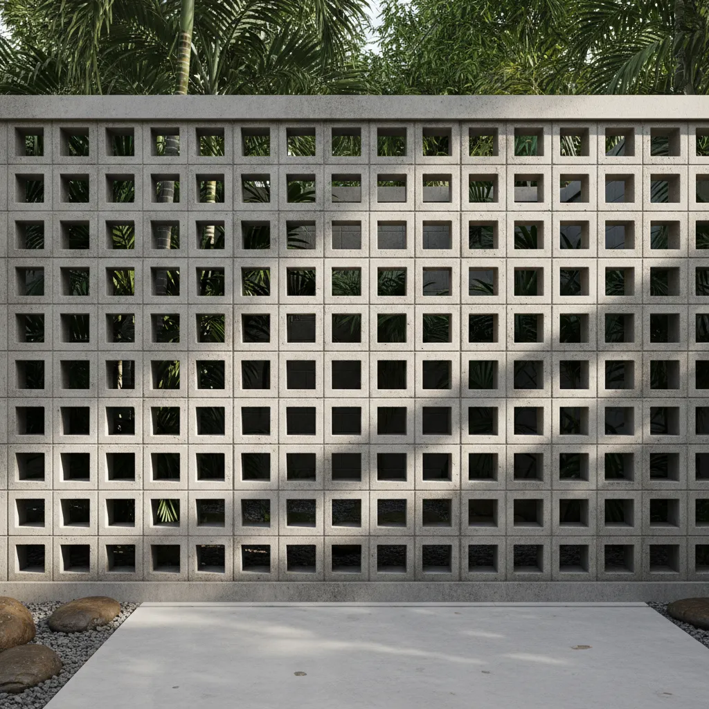 modern house exterior wall with cement ventilator blocks
