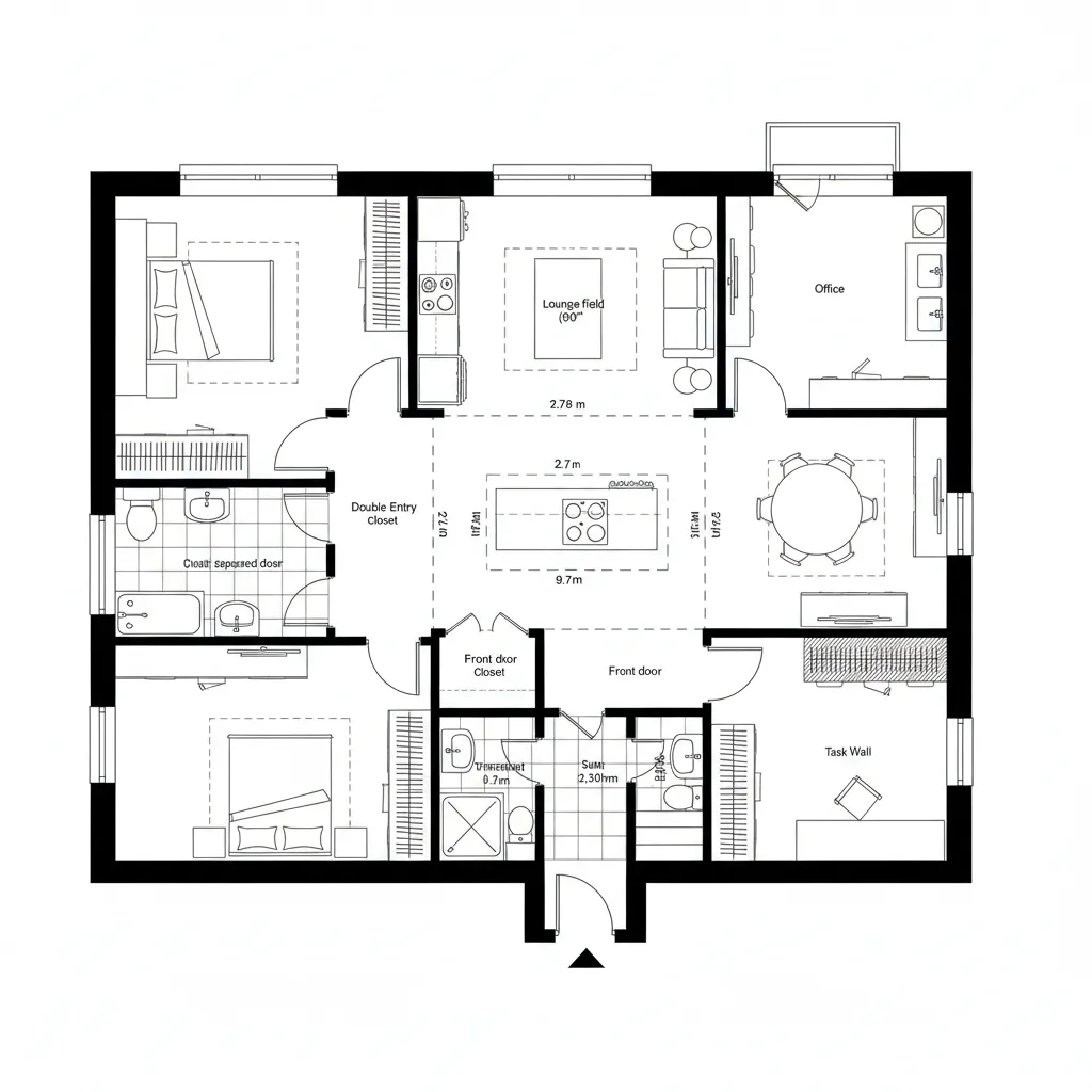 Center-Spine Living with Perimeter Rooms