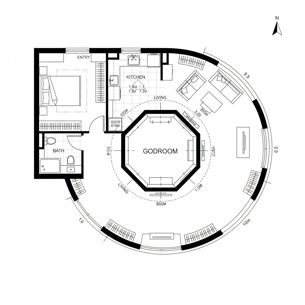 Courtyard Sightline with Centered Godroom