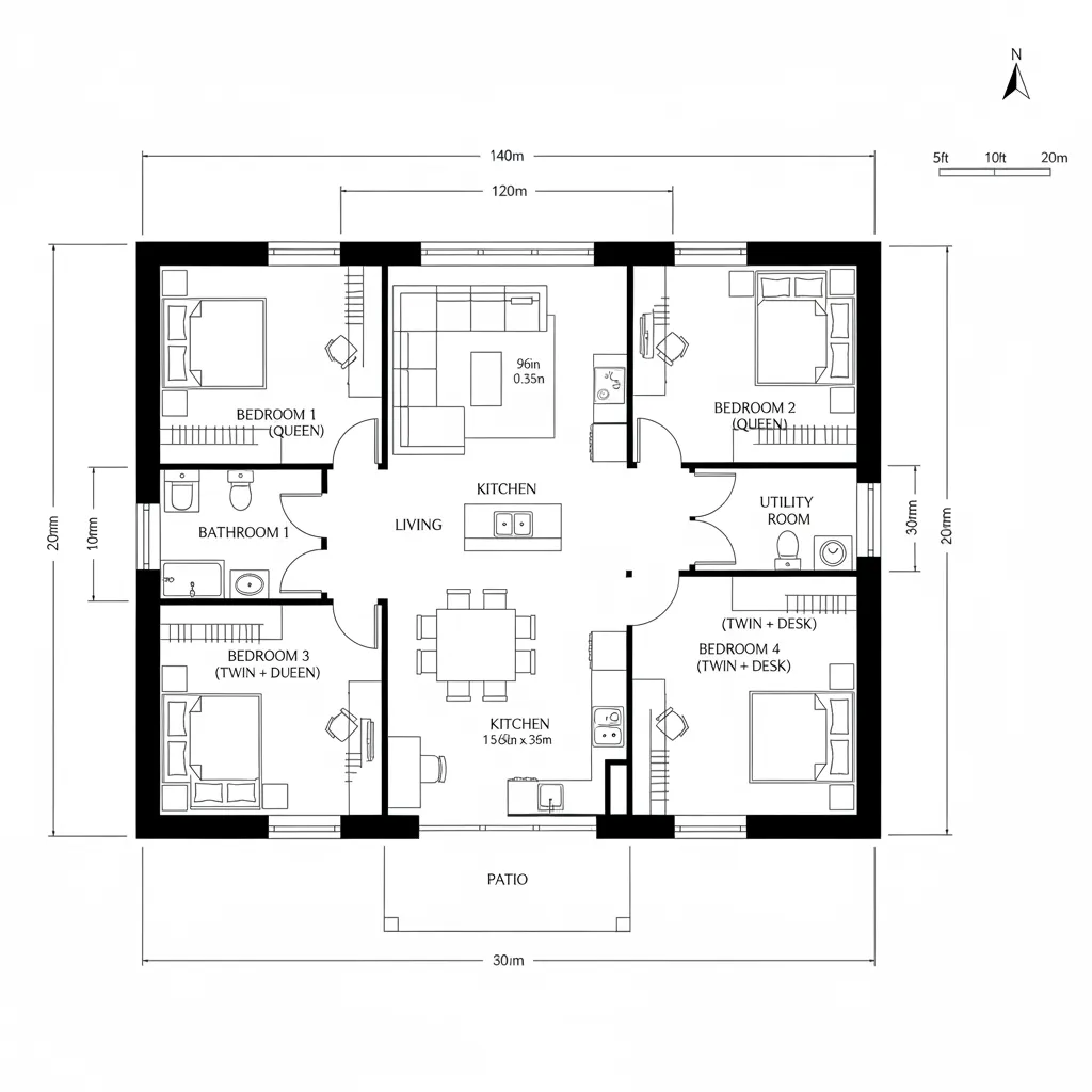 Central Commons with Offset Bedrooms