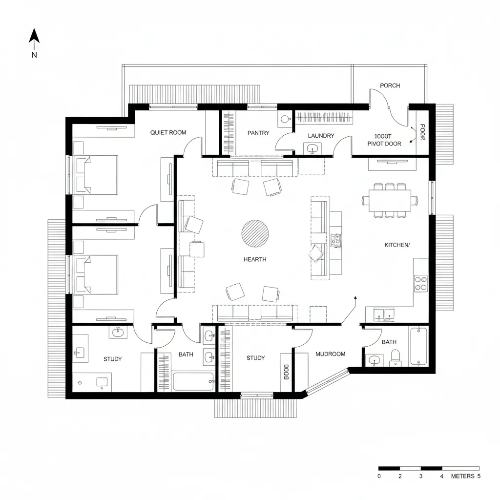 Central Hearth Court With Service Collar
