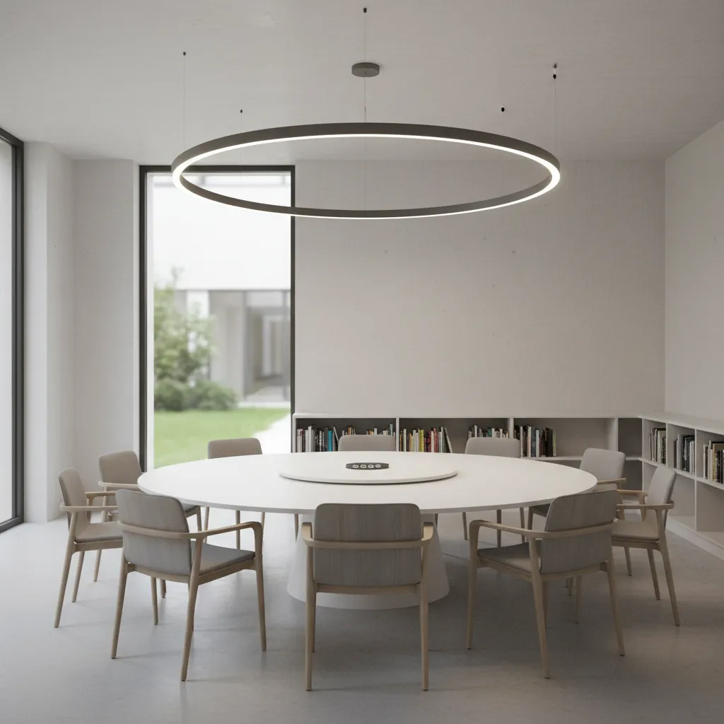 Round table collaboration layout inside group study room