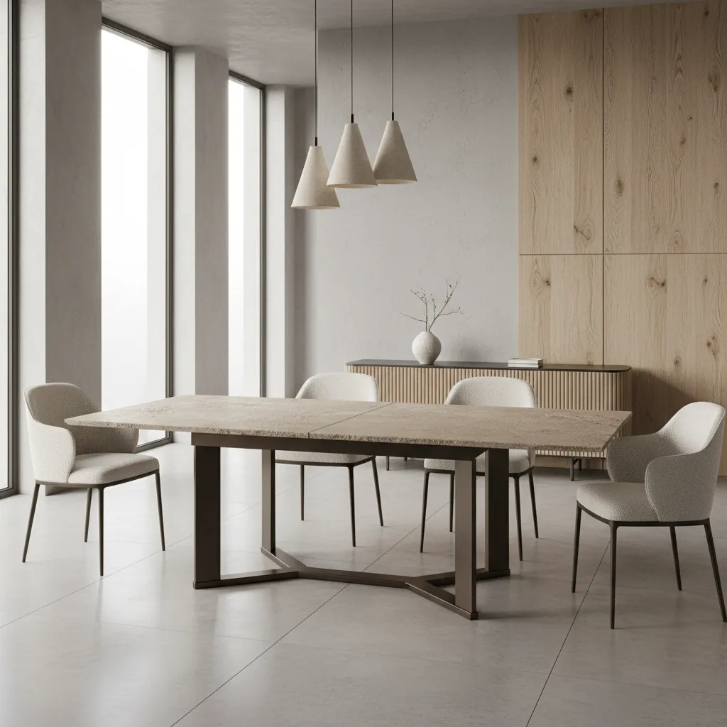 modern expandable dining table with ceramic surface top