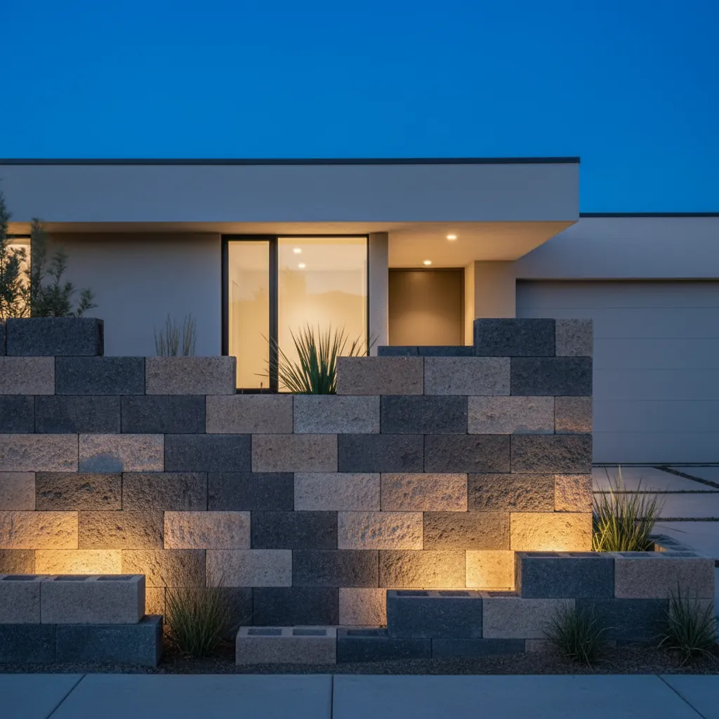 Cerca de bloques con textura decorativa moderna