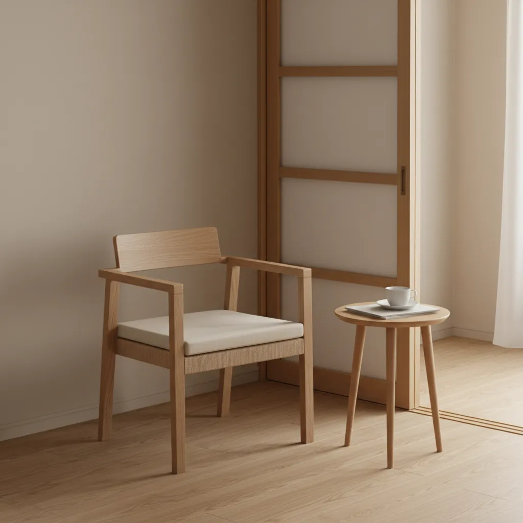 椅子は1脚、サイドテーブルはA4基準で（東京小户型の動線計画）