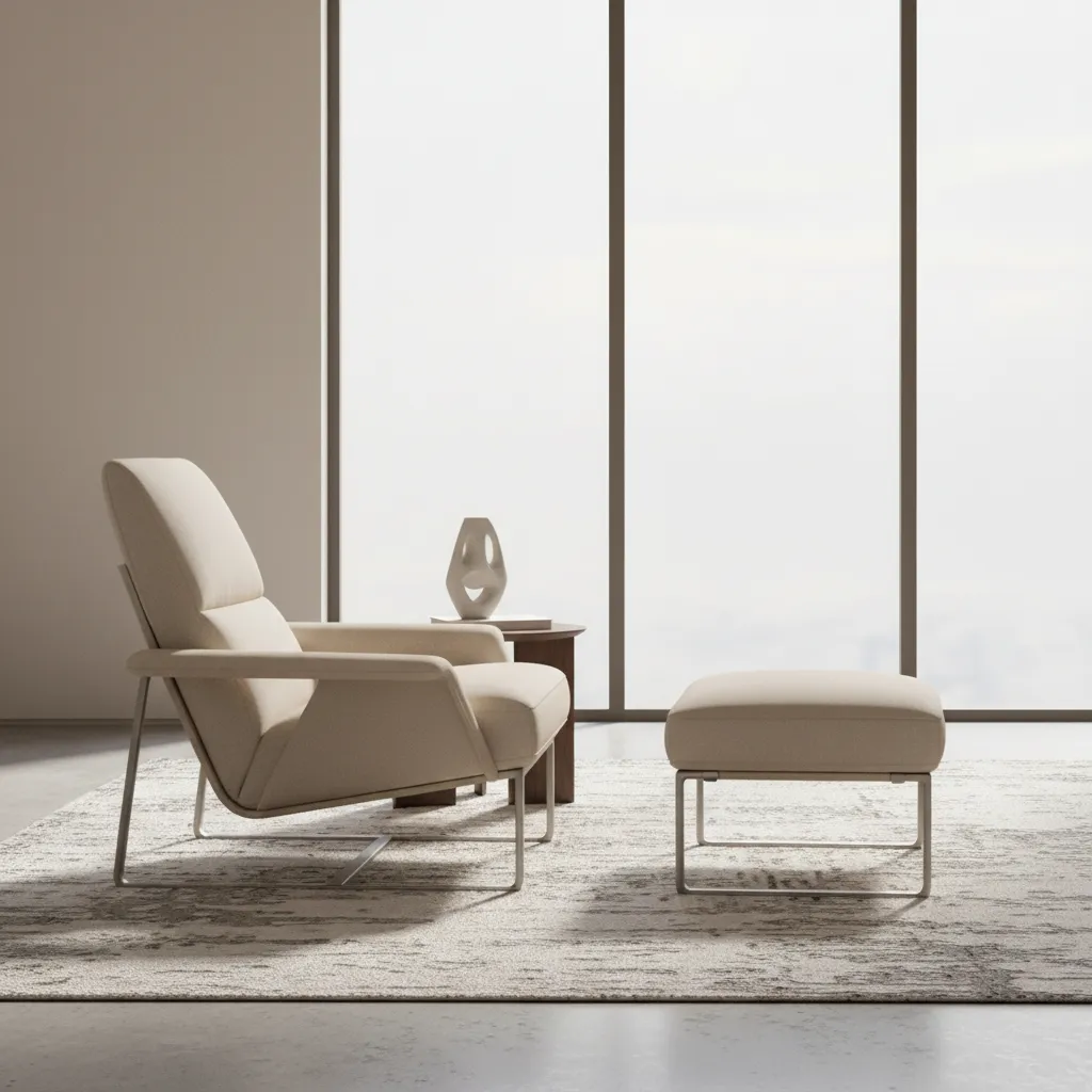 Side view comparison showing correct height difference between chair seat and ottoman