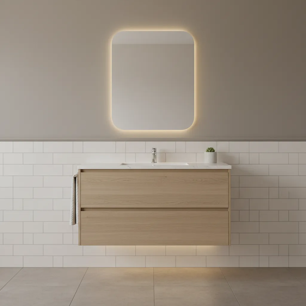 bathroom wall showing ideal chair rail height around 34 inches
