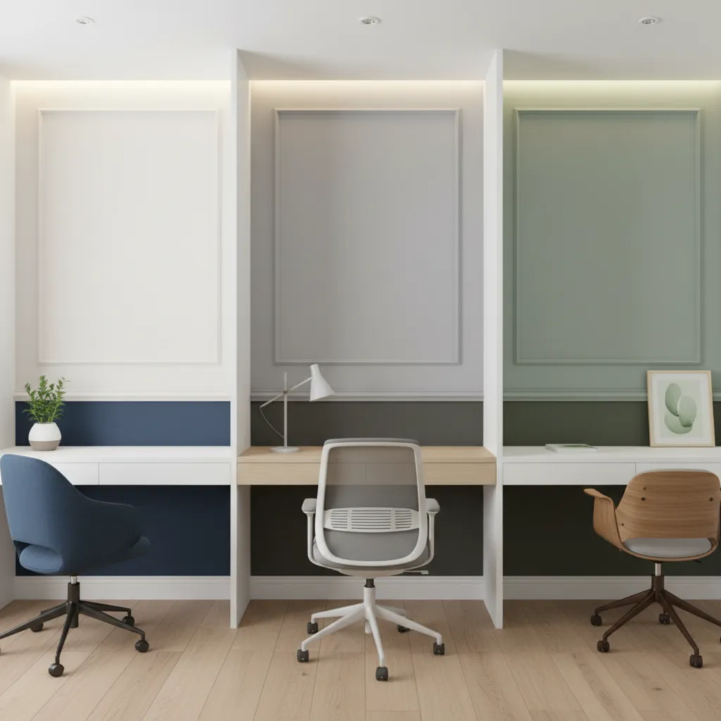 Examples of chair rail paint layouts for small home offices