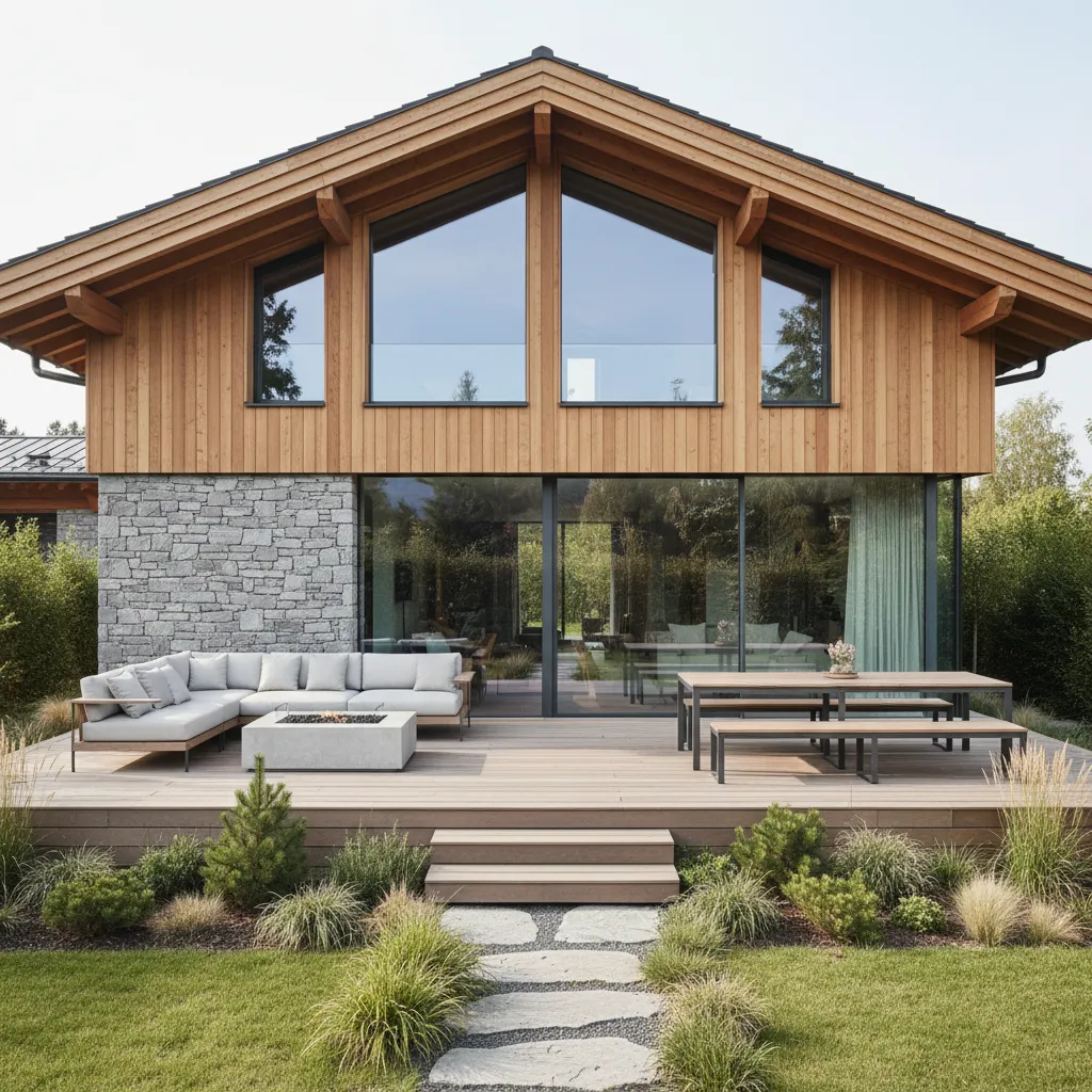 Chalet moderno con jardín amplio y terraza