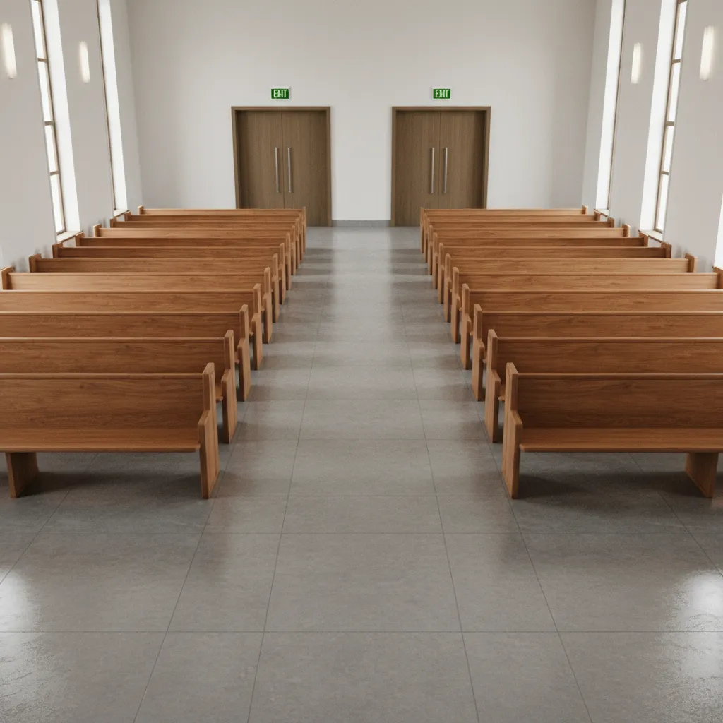 chapel floor layout showing emergency exits and evacuation routes