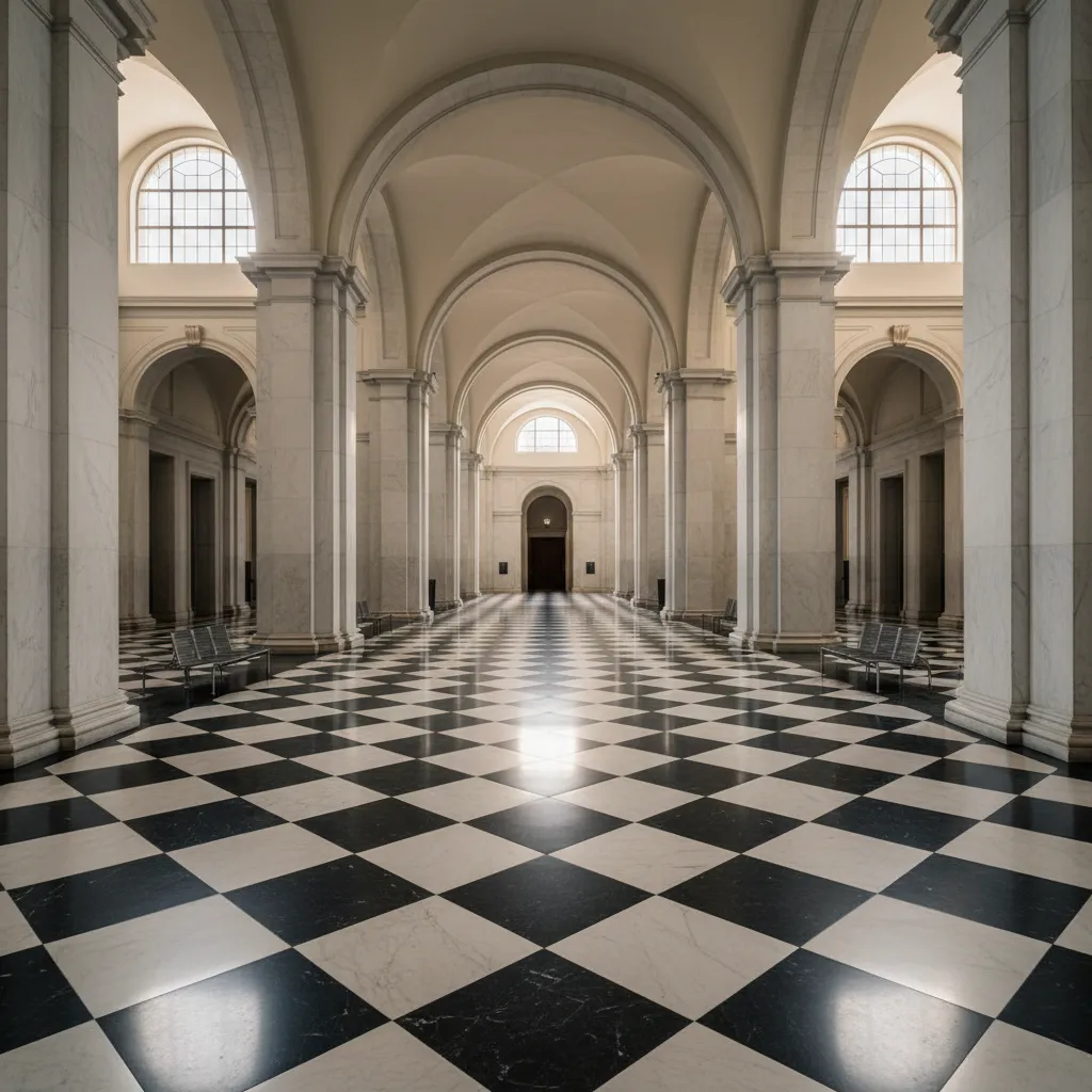 6 Chess Floor Designs in Hotels & Public Spaces