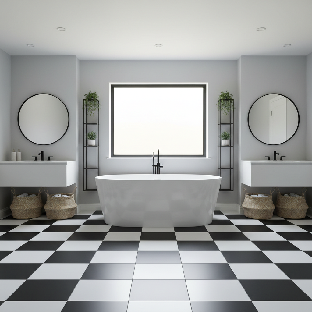 Checkerboard Bathroom Floor Too Busy? Pick the Right Tile Size