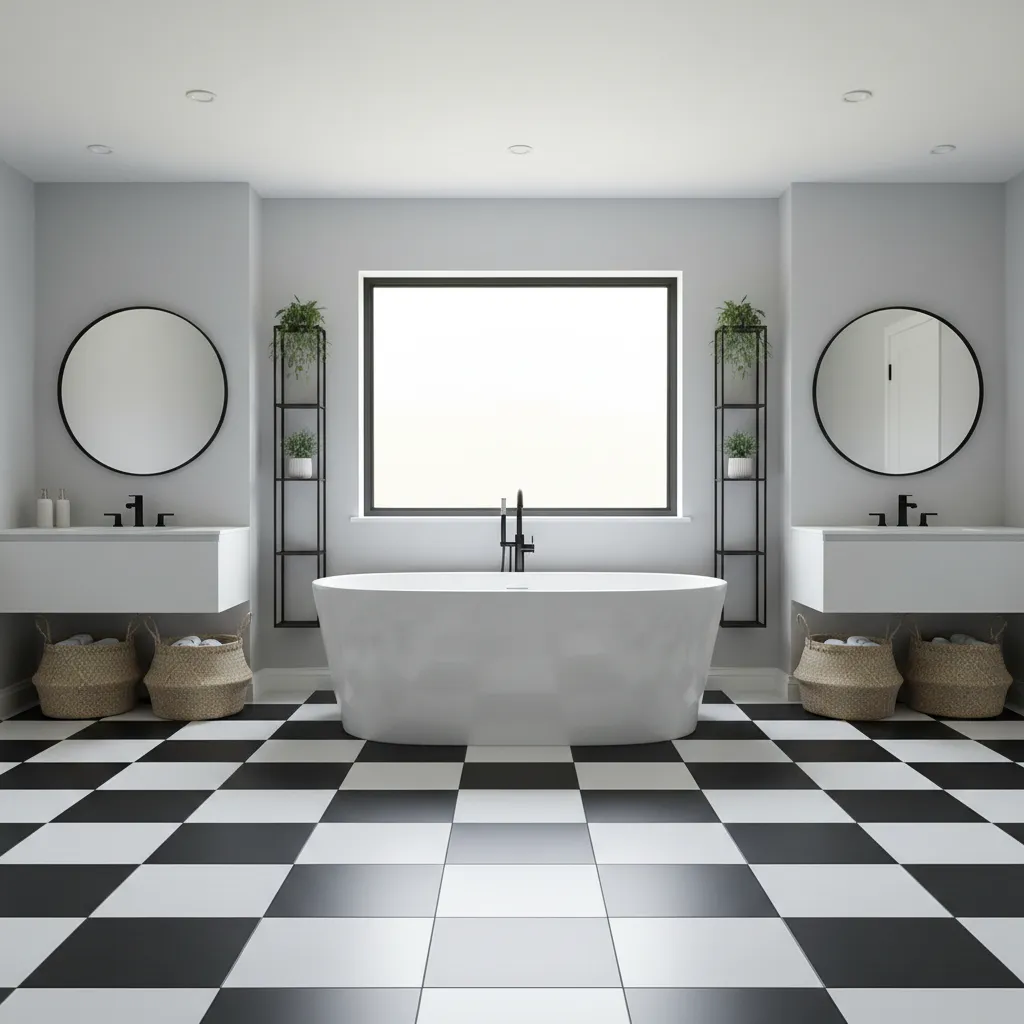 Checkerboard Bathroom Floor Too Busy? Pick the Right Tile Size
