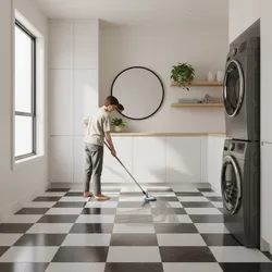 Best Cleaning Products for Checkerboard Laundry Room Floors