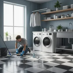 How to Remove Stubborn Stains from Checkerboard Laundry Room Floors