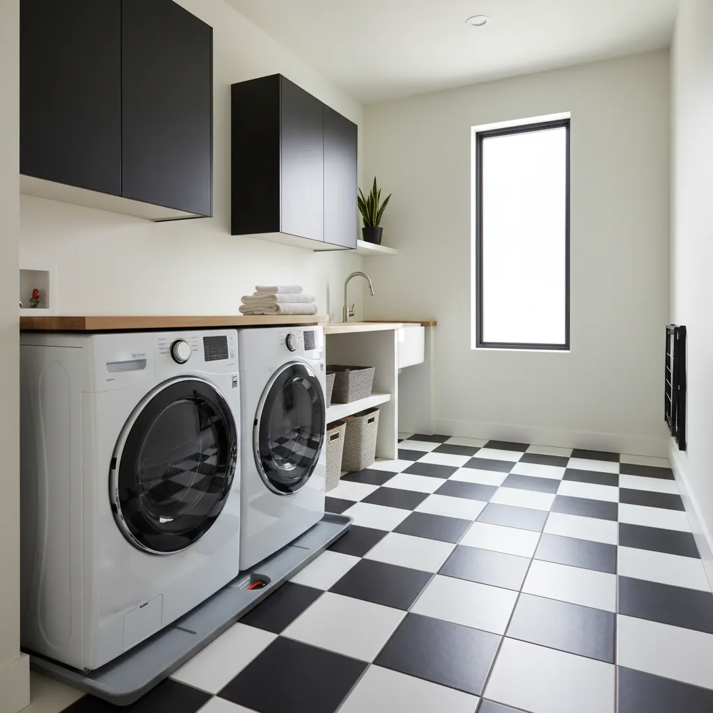 Preventing Water Damage on Checkerboard Laundry Room Tile Floors