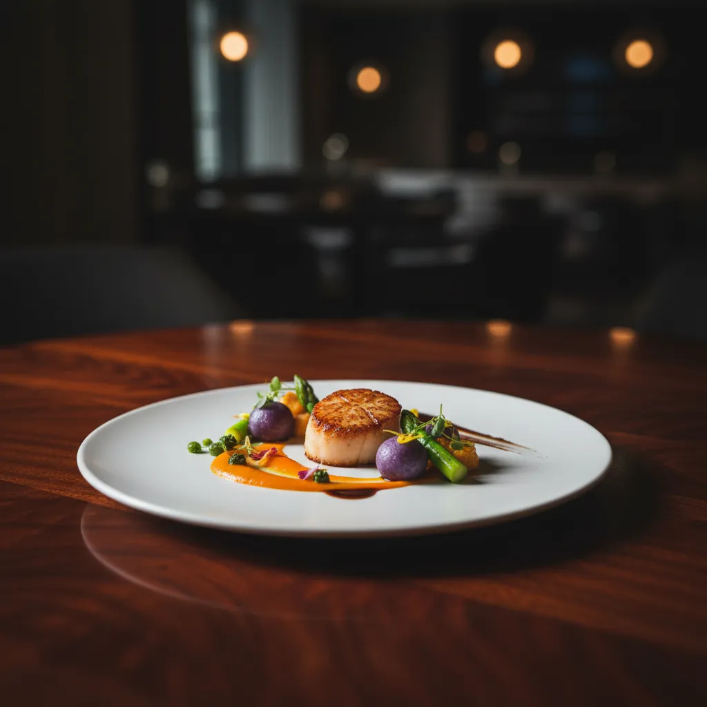 Elegant plated gourmet dish in a fine dining restaurant