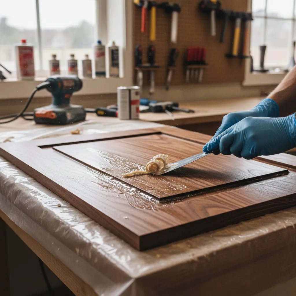 scraping softened finish after applying chemical stripper on wood