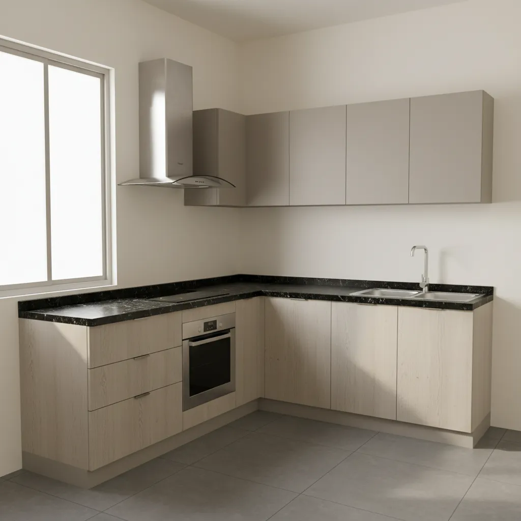 compact L shaped modular kitchen design typical in Chennai apartments