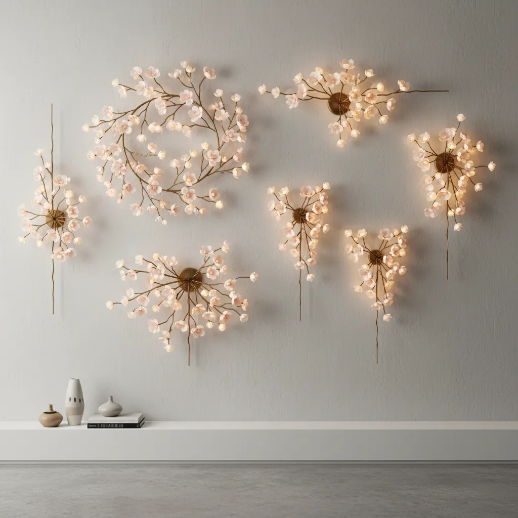 Different cherry blossom wall light branch design styles