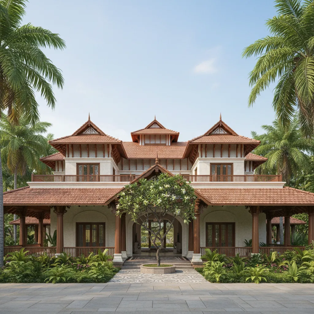 Modern Chettinad inspired house blending traditional veranda and modern structure