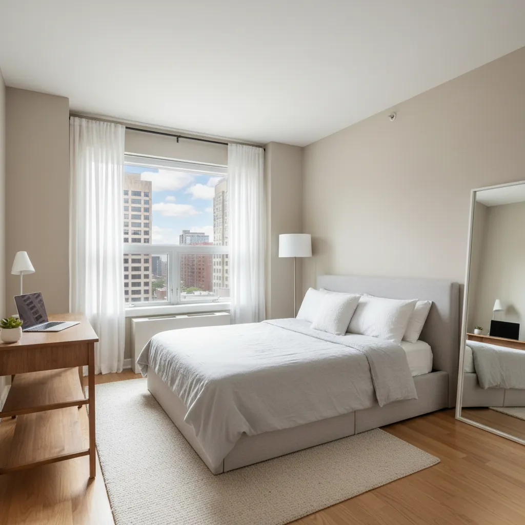 Chicago apartment bedroom listing example with tidy interior