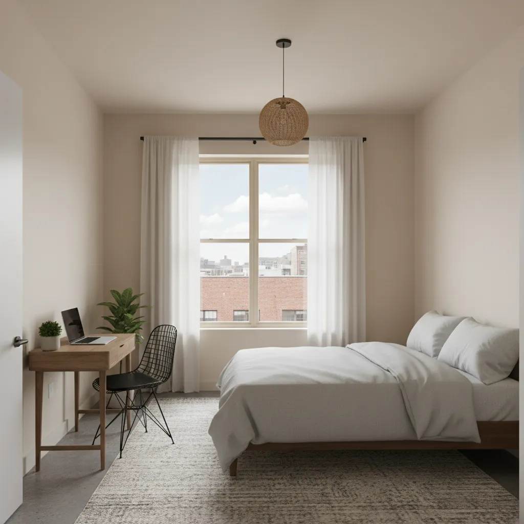 Simple furnished bedroom for rent in Chicago apartment