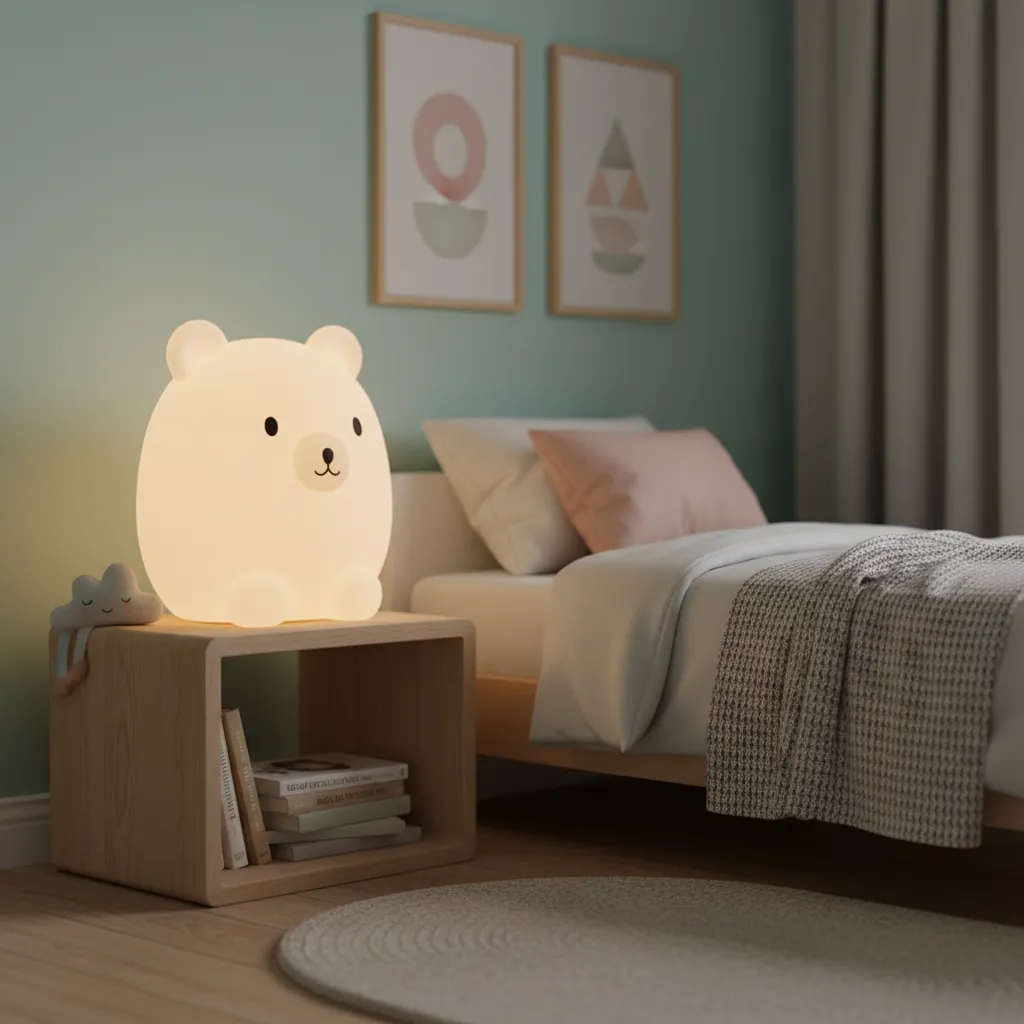 soft silicone LED night light designed for children's bedroom safety