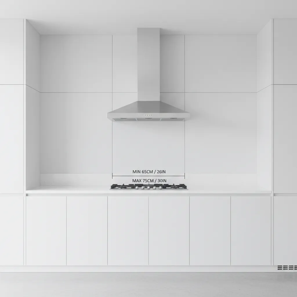 kitchen chimney installation height above gas stove measurement example