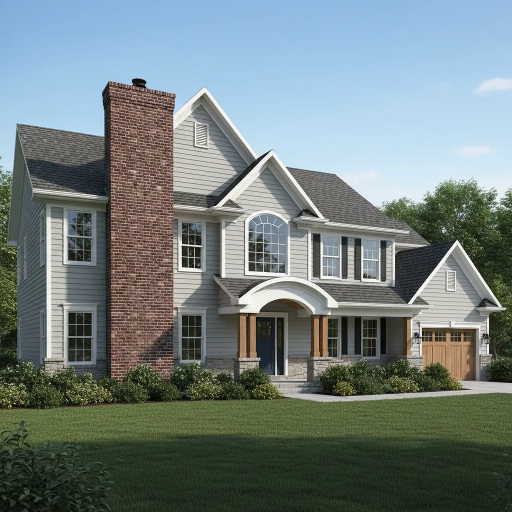 house exterior showing chimney renovation concept and structure