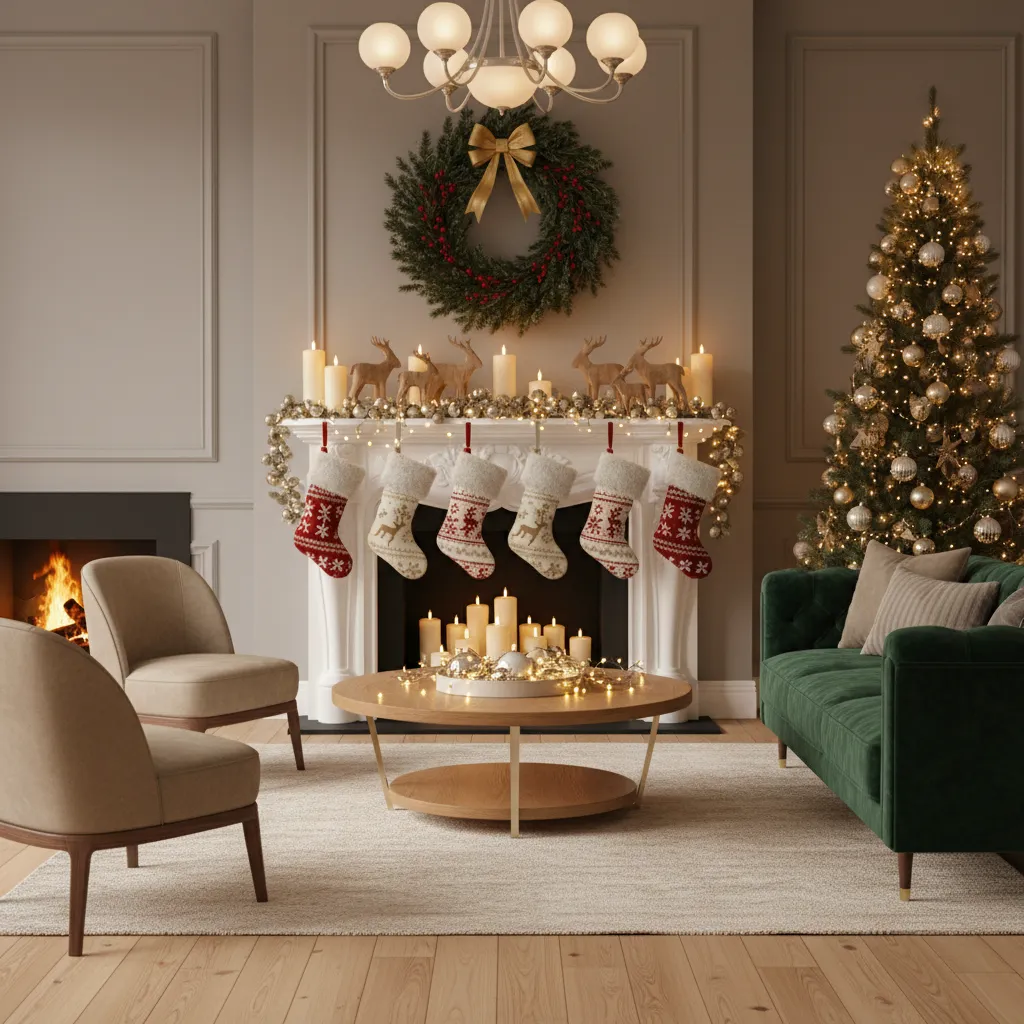 Các món đồ trang trí Noel trong phòng khách