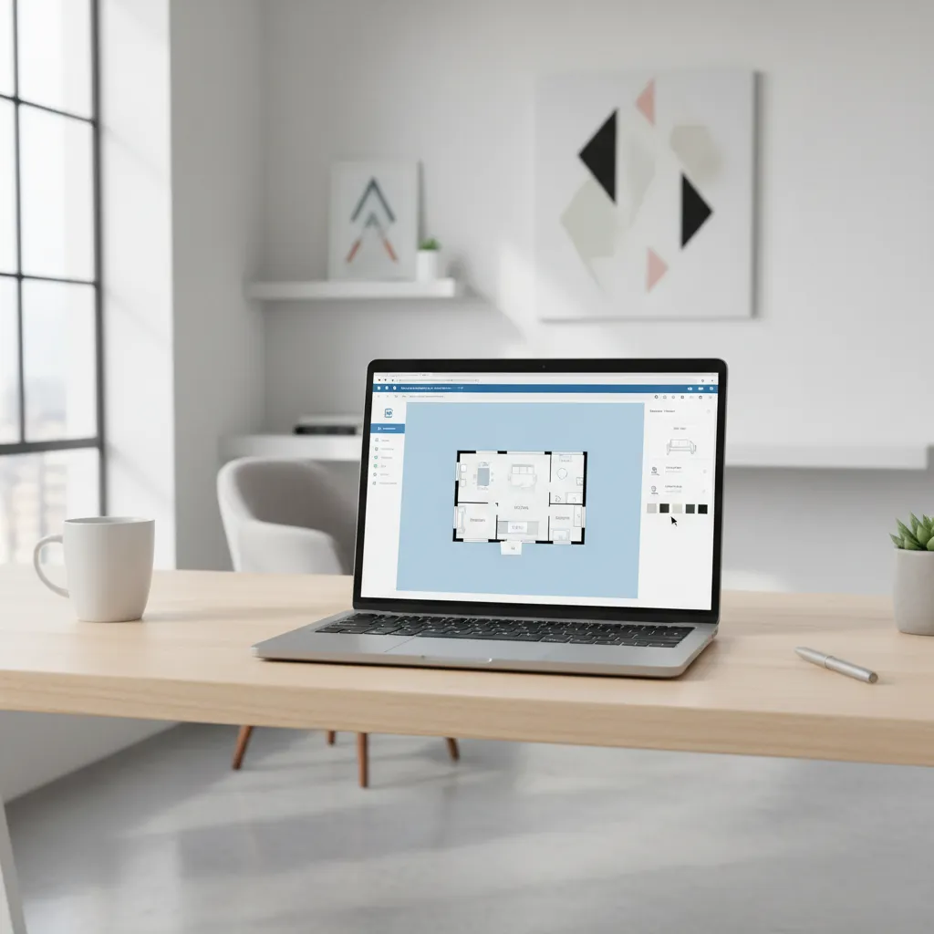 Chromebook laptop running a browser based home design planning tool