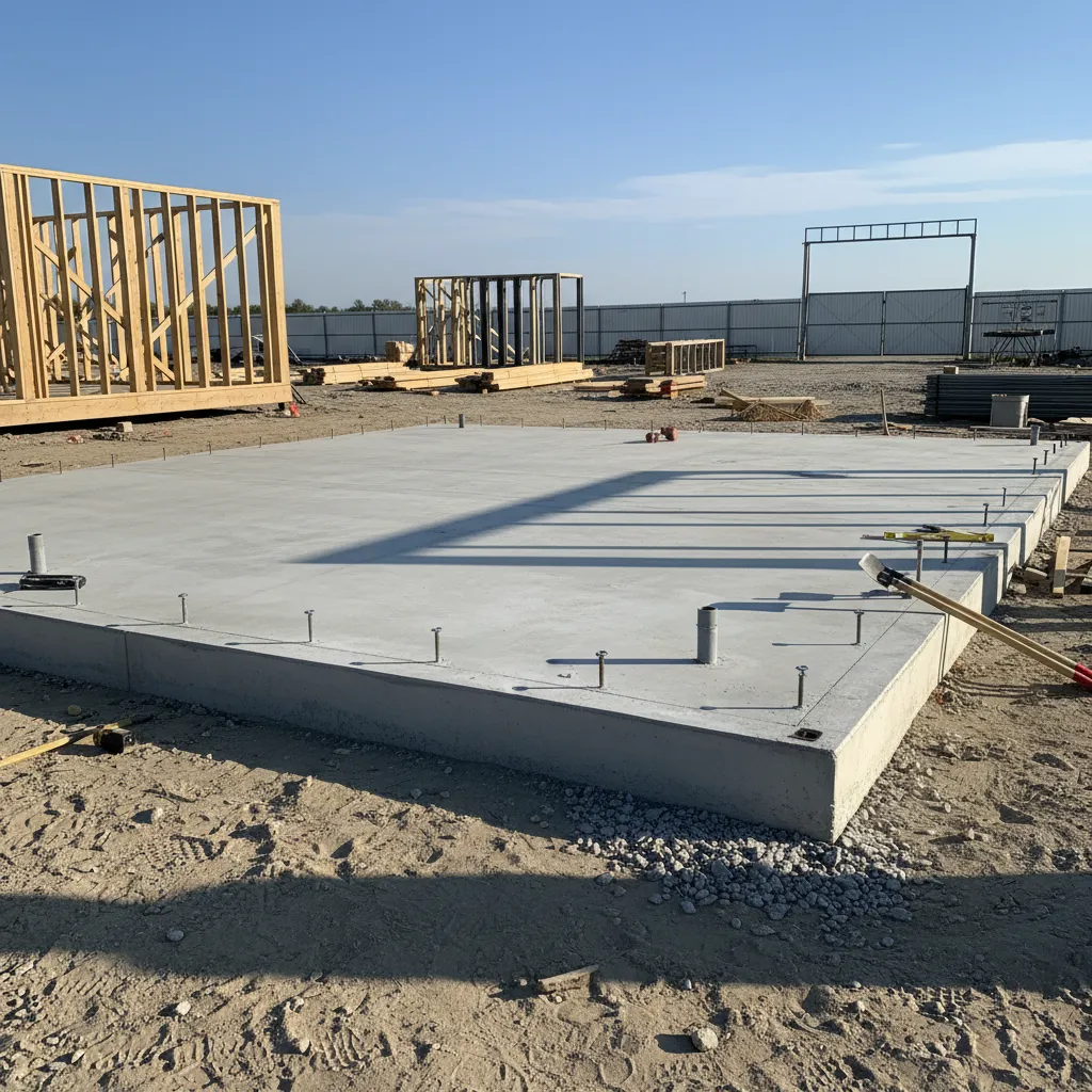Base de cimentación preparada para instalar módulos prefabricados