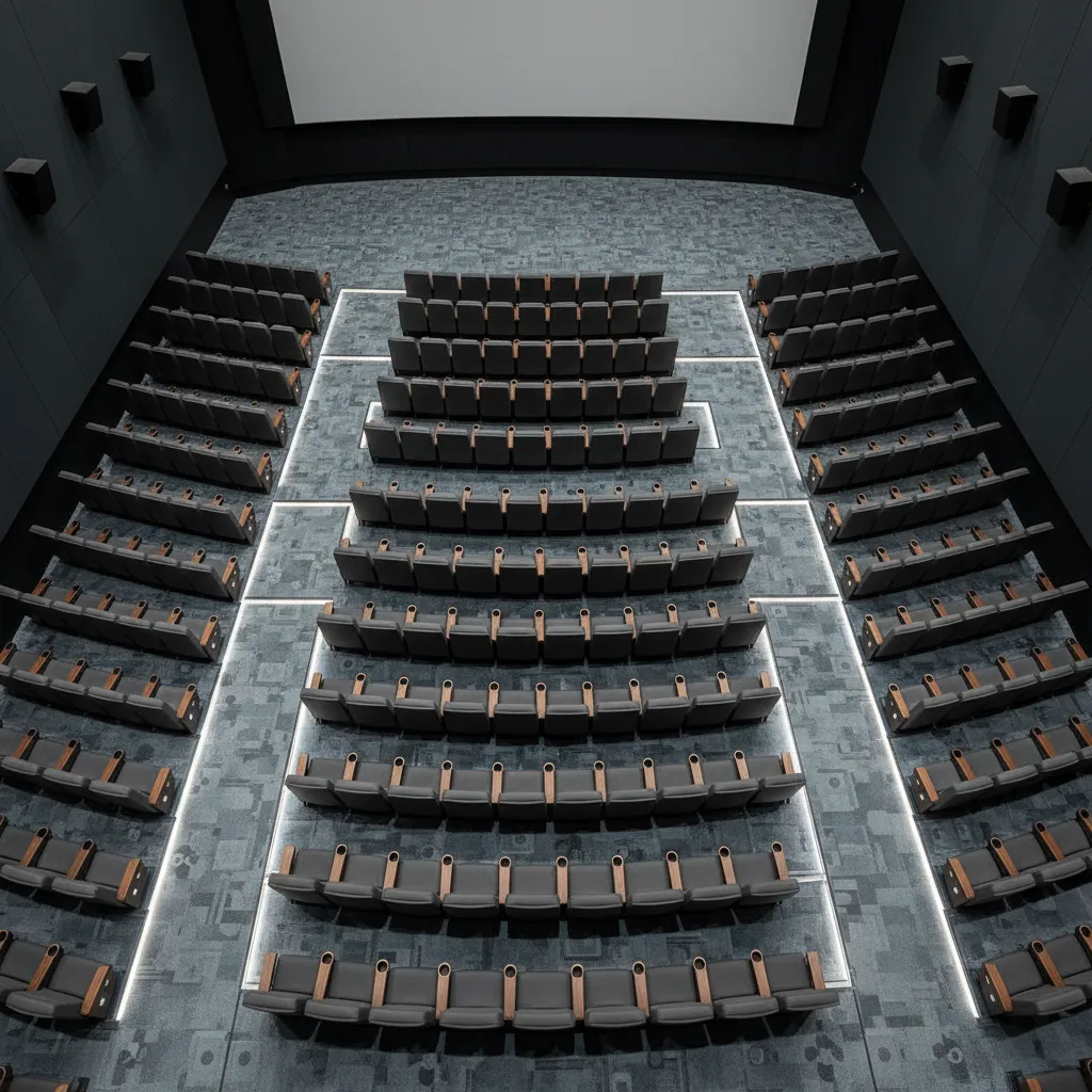 cinema seating rows showing spacing and aisle layout planning