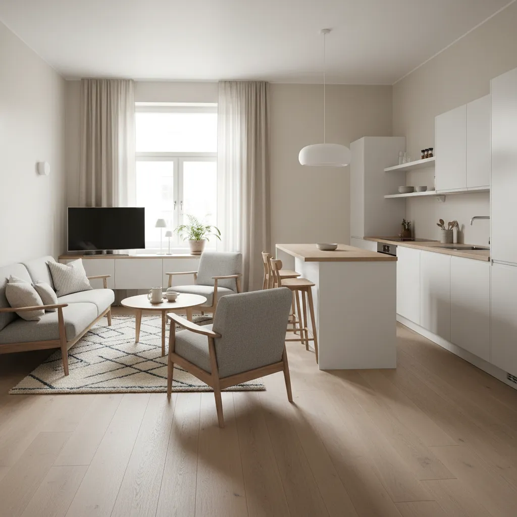 Apartamento pequeño con distribución optimizada para circulación